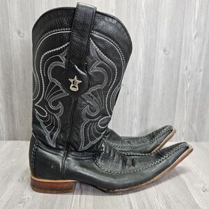 Los Altos Black Ostrich Leather‎ Boots Mens Size 7 Rodeo Western Cowboy Handmade